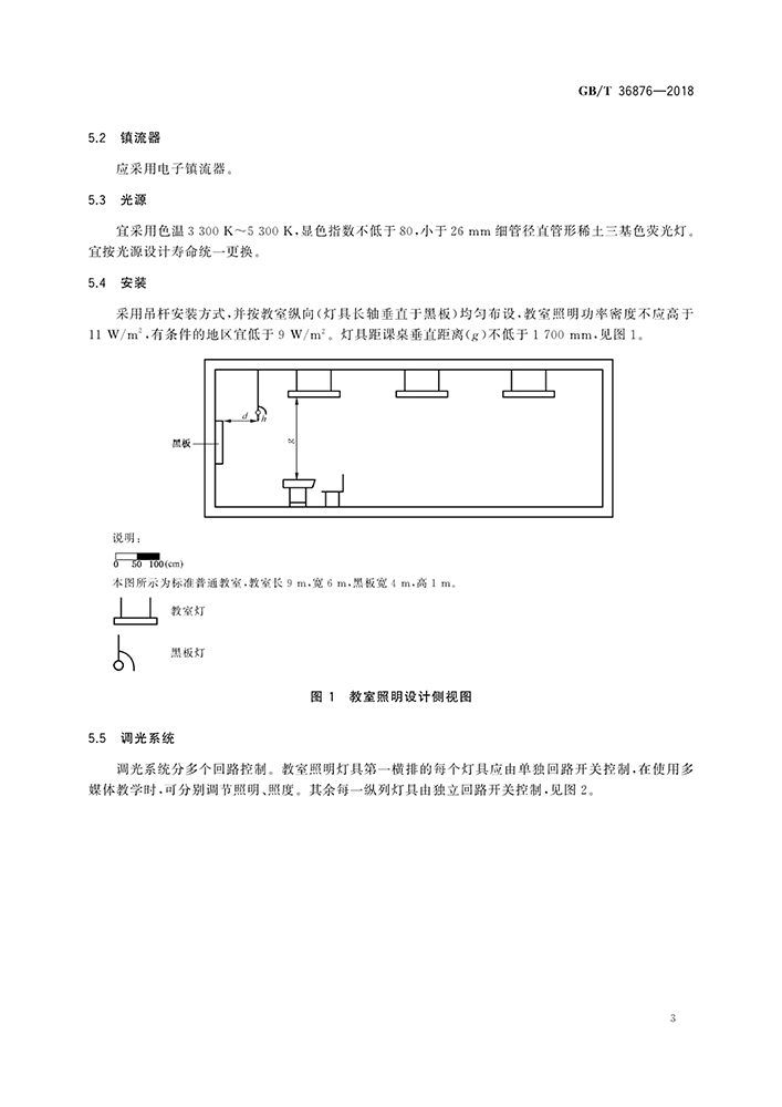 GB/T 36876-2018_中小学校普通教室照明设计安装卫生要求